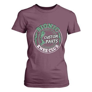 Funny Knee Replacement Survivor T Shirt For Women Bionic Knee Club Custom Parts TS02 Maroon Print Your Wear