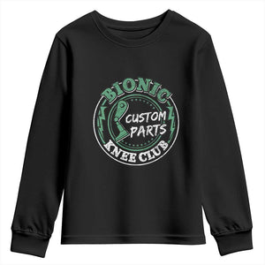 Funny Knee Replacement Survivor Youth Sweatshirt Bionic Knee Club Custom Parts TS02 Black Print Your Wear