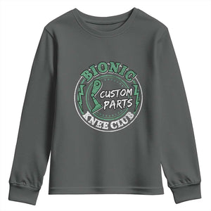 Funny Knee Replacement Survivor Youth Sweatshirt Bionic Knee Club Custom Parts TS02 Dark Heather Print Your Wear