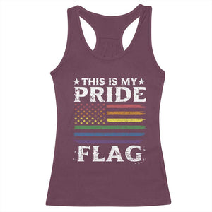 Funny LGBTQ This Is My Pride Flag Racerback Tank Top Rainbow American Flag TS11 Maroon Print Your Wear
