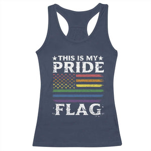 Funny LGBTQ This Is My Pride Flag Racerback Tank Top Rainbow American Flag TS11 Navy Print Your Wear