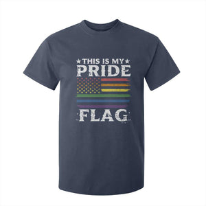 Funny LGBTQ This Is My Pride Flag T Shirt For Kid Rainbow American Flag TS11 Navy Print Your Wear