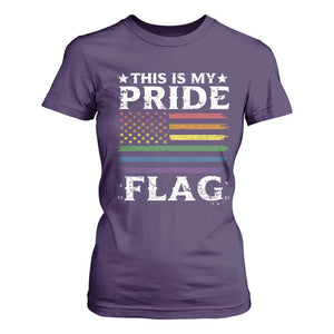 Funny LGBTQ This Is My Pride Flag T Shirt For Women Rainbow American Flag TS11 Purple Print Your Wear