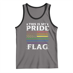 Funny LGBTQ This Is My Pride Flag Tank Top Rainbow American Flag TS11 Deep Heather Black Print Your Wear