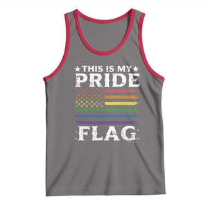 Funny LGBTQ This Is My Pride Flag Tank Top Rainbow American Flag TS11 Deep Heather Red Print Your Wear