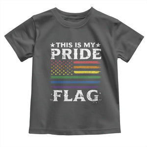 Funny LGBTQ This Is My Pride Flag Toddler T Shirt Rainbow American Flag TS11 Dark Heather Print Your Wear