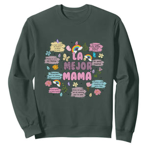 Funny La Mejor Mama Sweatshirt Spanish Latina Mother's Day TS11 Dark Forest Green Print Your Wear