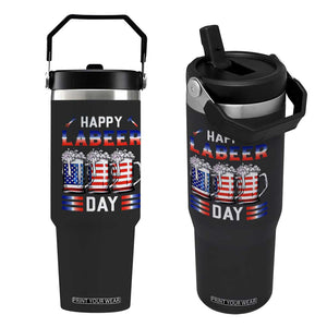 Funny Labor Day Drinking Flip Straw Tumbler Labeer Day American Flag Beer Mug TS11 One Size: 30 oz Black Print Your Wear