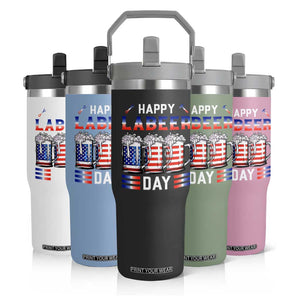 Funny Labor Day Drinking Flip Straw Tumbler Labeer Day American Flag Beer Mug TS11 Print Your Wear