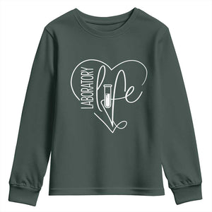 Funny Laboratory Life Lab Chemistry Scientist Youth Sweatshirt TS11 Dark Forest Green Print Your Wear