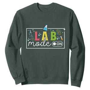 Funny Laboratory Scientist Sweatshirt Lab Mode On Chemistry Medical TS11 Dark Forest Green Print Your Wear