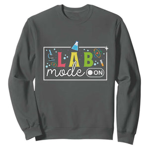 Funny Laboratory Scientist Sweatshirt Lab Mode On Chemistry Medical TS11 Dark Heather Print Your Wear