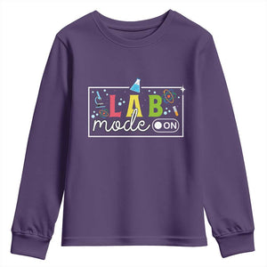 Funny Laboratory Scientist Youth Sweatshirt Lab Mode On Chemistry Medical TS11 Purple Print Your Wear