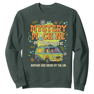 Funny Laboratory Week Scientist Sweatshirt Mystery Machine Of Diagnostic Chemistry Medical Van TS11 Dark Forest Green Print Your Wear