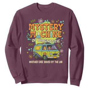 Funny Laboratory Week Scientist Sweatshirt Mystery Machine Of Diagnostic Chemistry Medical Van TS11 Maroon Print Your Wear