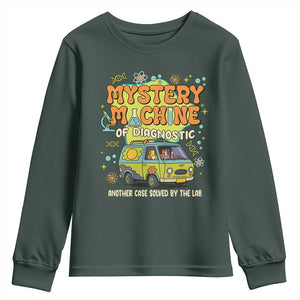 Funny Laboratory Week Scientist Youth Sweatshirt Mystery Machine Of Diagnostic Chemistry Medical Van TS11 Dark Forest Green Print Your Wear