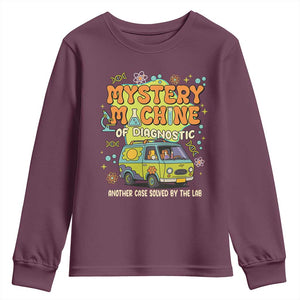 Funny Laboratory Week Scientist Youth Sweatshirt Mystery Machine Of Diagnostic Chemistry Medical Van TS11 Maroon Print Your Wear