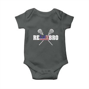 Funny Lacrosse Baby Onesie American Flag Relax Bro Lax Lover Joke TS10 Dark Heather Print Your Wear