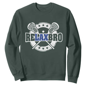 Funny Lax Lover Relax Bro Sweatshirt Lacrosse Joke TS11 Dark Forest Green Print Your Wear
