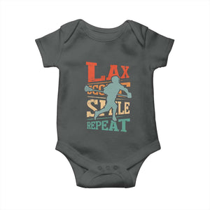 Funny Lax Score Smile Repeat Baby Onesie Lax Lacrosse Lover TS11 Dark Heather Print Your Wear