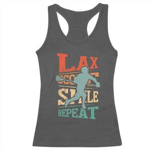 Funny Lax Score Smile Repeat Racerback Tank Top Lax Lacrosse Lover TS11 Dark Heather Print Your Wear