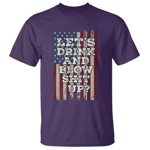 Funny Lets Drink And Blow Shit Up 4th Of July Beer Drinking T Shirt American Flag TS11 Purple Print Your Wear