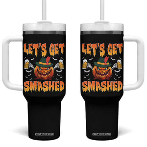 Funny Let's Get Smashed Tumbler With Handle Oktoberfest Pumpkin Beer Tyrolean Hat TS11 One Size: 40 oz Black Print Your Wear