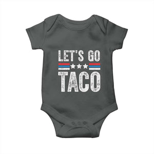 Funny Let's Go Taco Always Chickens Out Baby Onesie Vintage Star Stripes TS11 Dark Heather Print Your Wear