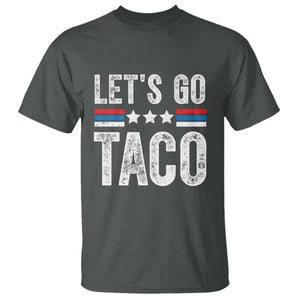 Funny Let's Go Taco Always Chickens Out T Shirt Vintage Star Stripes TS11 Dark Heather Print Your Wear