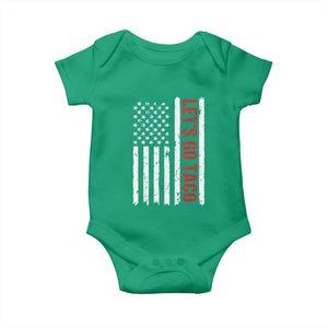 Funny Let's Go Taco Baby Onesie Stars and Stripes Political Satire TS02 Irish Green Print Your Wear
