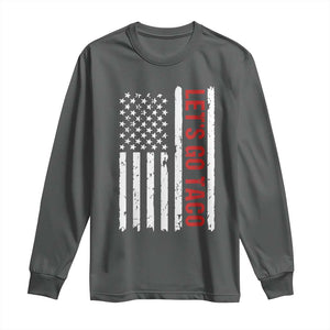 Funny Let's Go Taco Long Sleeve Shirt Stars and Stripes Political Satire TS02 Dark Heather Print Your Wear