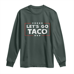Funny Let's Go Taco Long Sleeve Shirt Vintage Star Stripes TS11 Dark Forest Green Print Your Wear