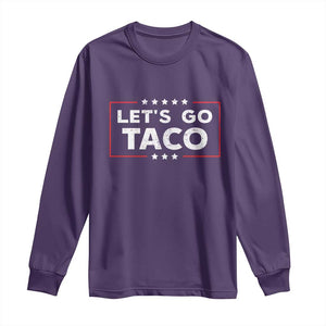 Funny Let's Go Taco Long Sleeve Shirt Vintage Star Stripes TS11 Purple Print Your Wear