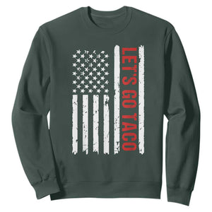 Funny Let's Go Taco Sweatshirt Stars and Stripes Political Satire TS02 Dark Forest Green Print Your Wear