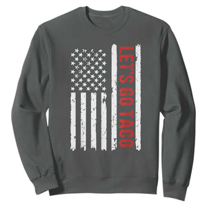 Funny Let's Go Taco Sweatshirt Stars and Stripes Political Satire TS02 Dark Heather Print Your Wear