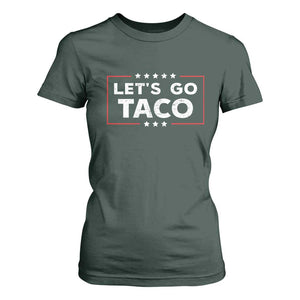 Funny Let's Go Taco T Shirt For Women Vintage Star Stripes TS11 Dark Forest Green Print Your Wear