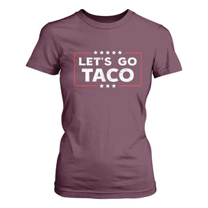 Funny Let's Go Taco T Shirt For Women Vintage Star Stripes TS11 Maroon Print Your Wear