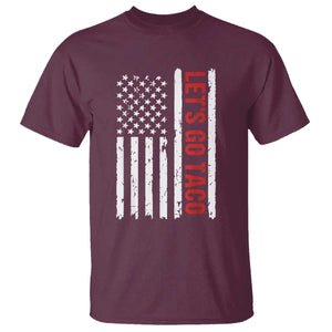 Funny Let's Go Taco T Shirt Stars and Stripes Political Satire TS02 Maroon Print Your Wear
