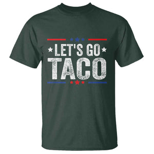 Funny Lets Go Taco T Shirt Trump Always Chickens Out Humor American Flag TS02 Dark Forest Green Print Your Wear