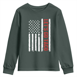 Funny Let's Go Taco Youth Sweatshirt Stars and Stripes Political Satire TS02 Dark Forest Green Print Your Wear
