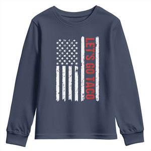 Funny Let's Go Taco Youth Sweatshirt Stars and Stripes Political Satire TS02 Navy Print Your Wear