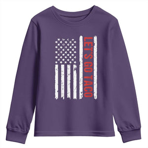Funny Let's Go Taco Youth Sweatshirt Stars and Stripes Political Satire TS02 Purple Print Your Wear