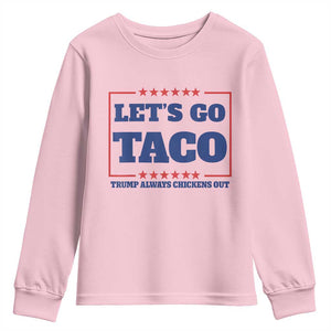 Funny Let's Go Taco Youth Sweatshirt Tacos for President Humor TS02 Light Pink Print Your Wear
