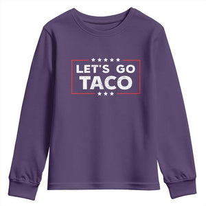 Funny Let's Go Taco Youth Sweatshirt Vintage Star Stripes TS11 Purple Print Your Wear