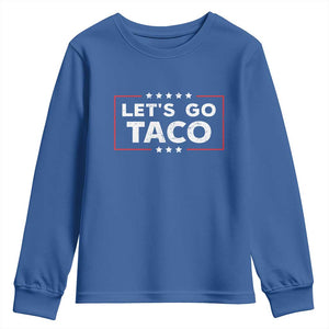 Funny Let's Go Taco Youth Sweatshirt Vintage Star Stripes TS11 Royal Blue Print Your Wear