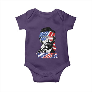 Funny Lincoln 4th Of July Merica Baby Onesie Abe American Flag TS10 Purple Print Your Wear