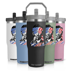 Funny Lincoln 4th Of July Merica Flip Straw Tumbler Abe American Flag TS10 Print Your Wear