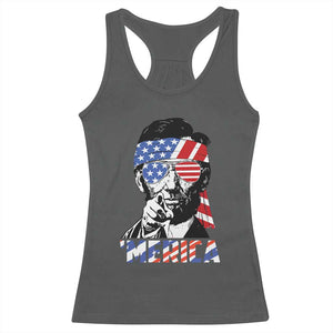 Funny Lincoln 4th Of July Merica Racerback Tank Top Abe American Flag TS10 Dark Heather Print Your Wear