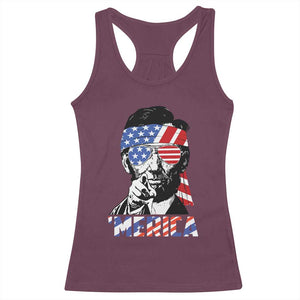Funny Lincoln 4th Of July Merica Racerback Tank Top Abe American Flag TS10 Maroon Print Your Wear