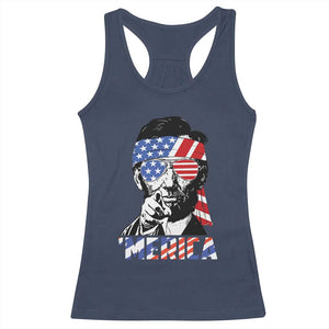 Funny Lincoln 4th Of July Merica Racerback Tank Top Abe American Flag TS10 Navy Print Your Wear